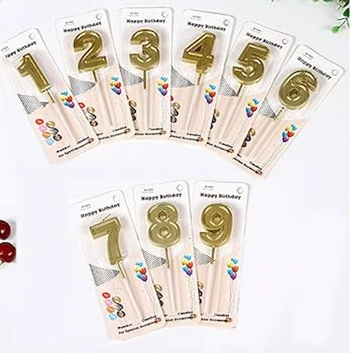 Luxury birthday number candles from 0 to 9 gold color - شراء السعادة
